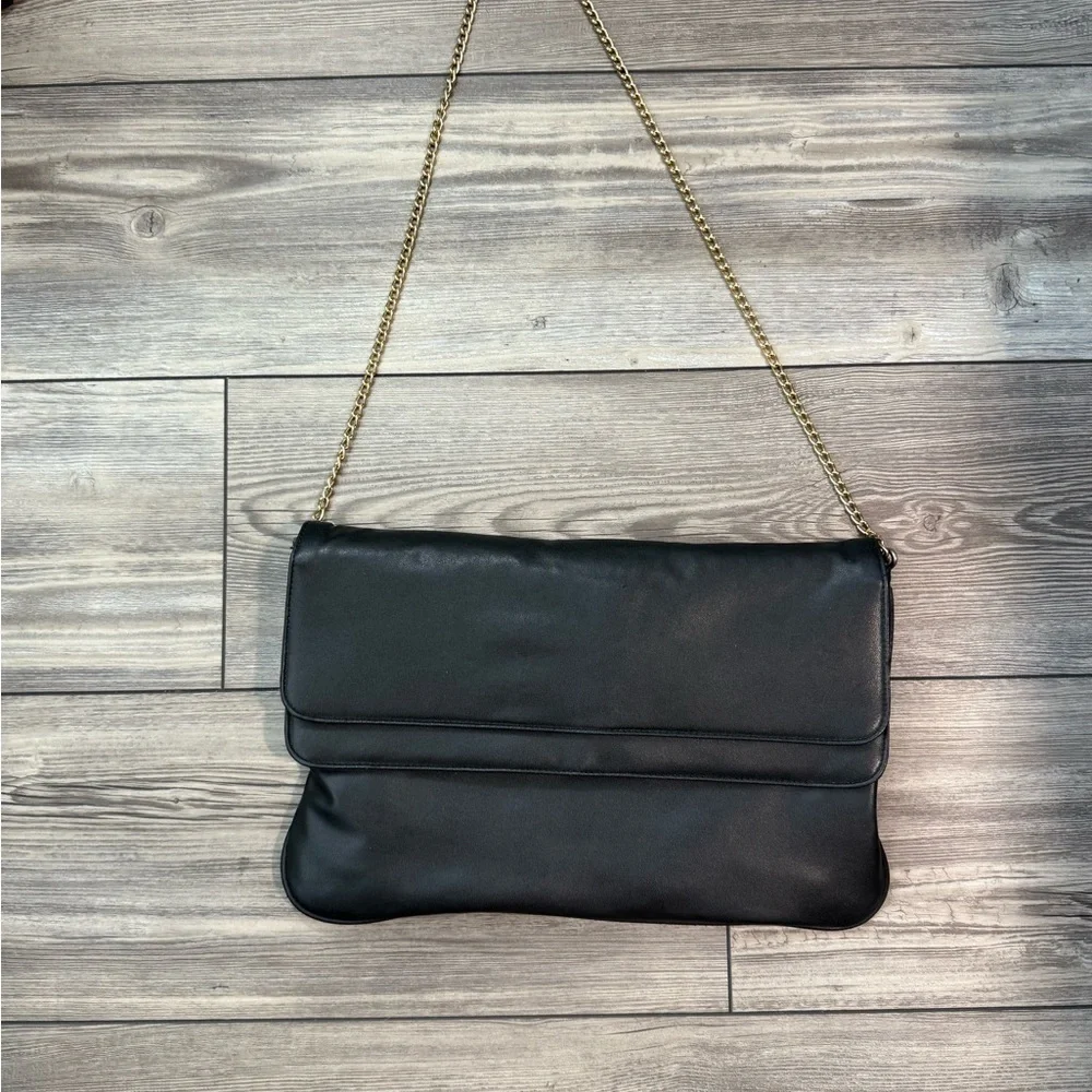 Vintage Elegant Black Chain Strap Clutch and Crossbody Bag